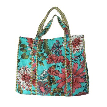 Reversible Botanical Print Quilted Cotton Tote Bag, 3 of 4