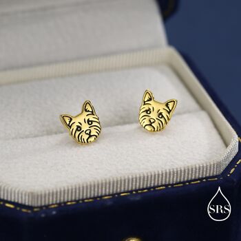 Sterling Silver Yorkshire Terrier Stud Earrings, 2 of 12