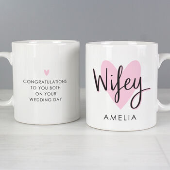 Personalised Hubby And Wifey Ceramic Mug Set, 4 of 6