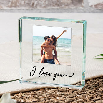 Personalised I Love You Glass Photo Token, 2 of 3