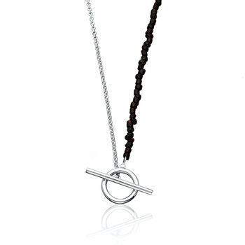 Black Bead And Chain T Bar Necklace, 7 of 8
