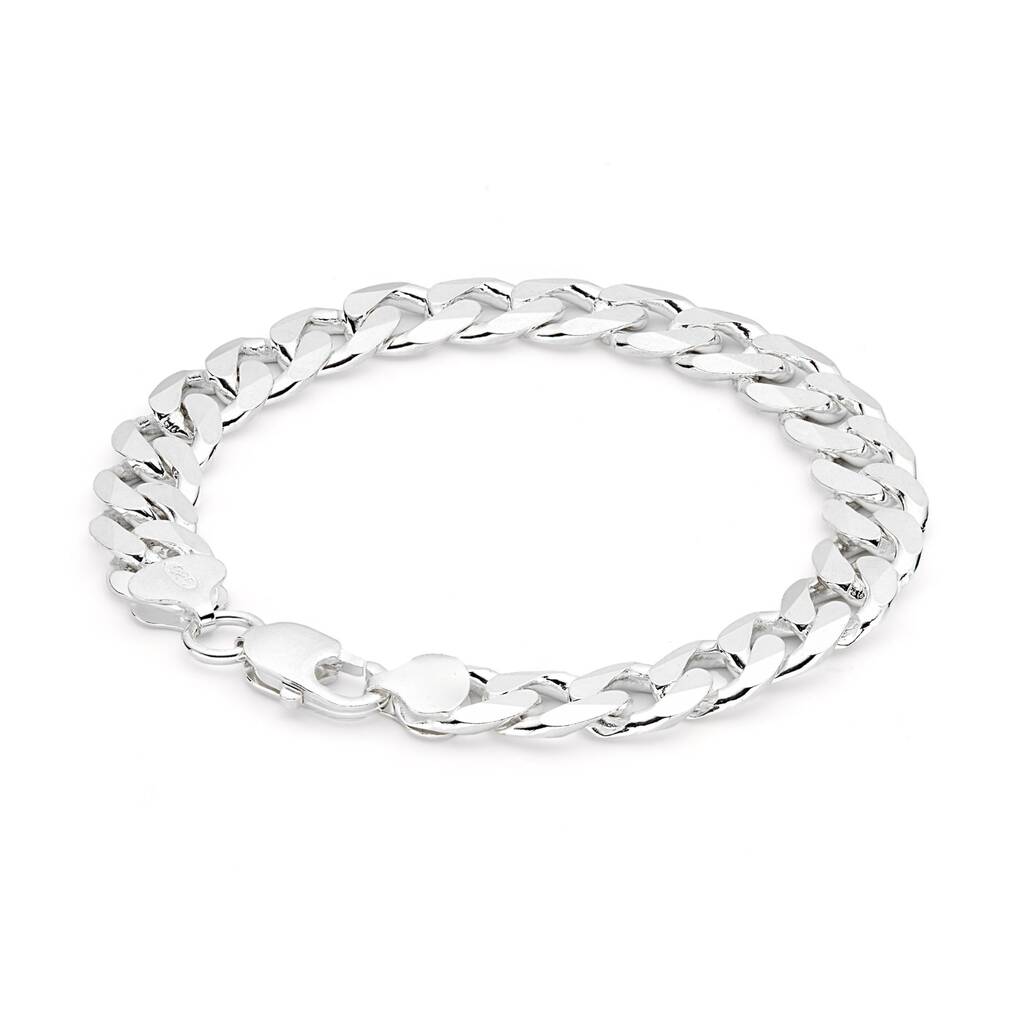 Sterling Silver Curb Chain Bracelet 8mm, 1 of 3