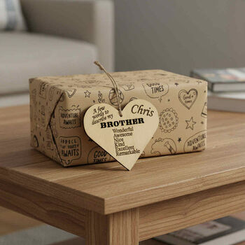 Personalised Wooden Heart – Cheeky Brother Joke Gift, 3 of 3