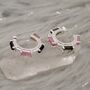 Pink, Black Tourmaline Silver Earrings, thumbnail 1 of 8