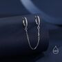 Cz Huggie Hoop Earrings With A Linking Chain, thumbnail 6 of 12