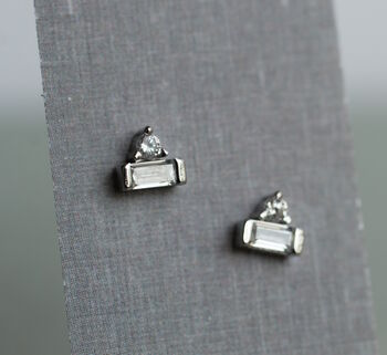 Sterling Silver Art Deco Pyramid Stud Earrings, 4 of 5