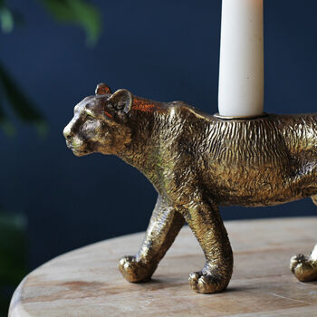 Gold Tiger Candlestick, Candle Holder, 4 of 6
