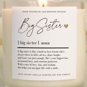 Sister Gift Big Sister Definition Candle, 4 of 6