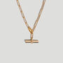 Adjustable Gold Chain T Bar Necklace In 18 K Gold Plated Sterling Silver, thumbnail 1 of 9