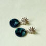 Bottle Green And Sun Dangle Stud Earrings, thumbnail 1 of 4