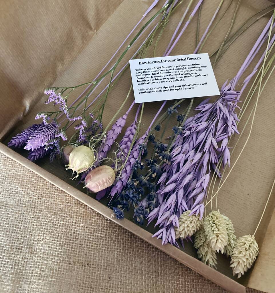 Lilac Dried Flowers Letterbox Gift By Zoe’s Blooms