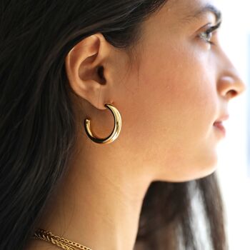 Large Chunky Hoop Earrings In Gold Plating, 6 of 8