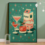 Retro Christmas Cocktails Print – Vintage Holiday Drinks Wall Art, Festive Xmas Home Decor Print, thumbnail 1 of 2