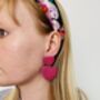 Pink Double Heart Glitter Earrings / Anniversary Gift For Her, thumbnail 7 of 7
