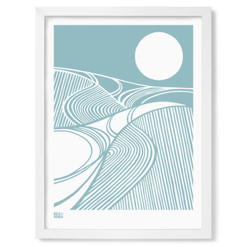 'Harvest Field Moon' Art Print In Coastal Blue, 3 of 3