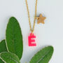 Pink Letter/Initial And Gold Star Charm Necklace, thumbnail 2 of 6