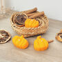 Orange Pumpkin Tea Light Set Of Three Autumn Candles, thumbnail 7 of 10