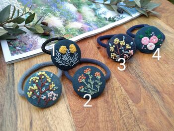 Set Of Two Hand Embroidered Hair Button And Hair Clip, 10 of 10