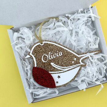 Personalised Robin Christmas Tree Decoration, 2 of 4