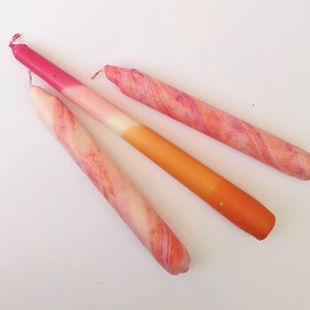 Handmade Marble Dyed Dinner Candles Pink Candyfloss, 9 of 11