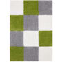 The Rugs Geometric Shaggy Rug Green Checkered Rug, thumbnail 8 of 12