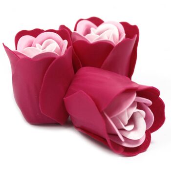 Set Of Three Soap Flower Heart Box Pink Roses, 2 of 3