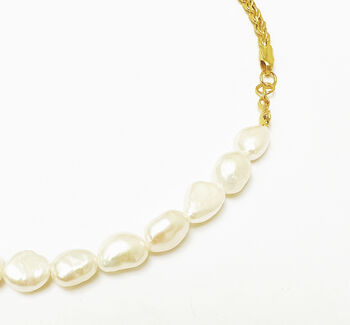 Pearl And Rope Chain Gold Vermeil Necklace, 2 of 4
