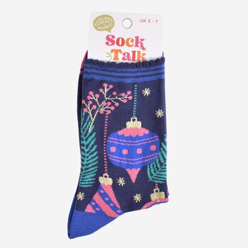 Women's Bamboo Socks Christmas Baubles, 5 of 5