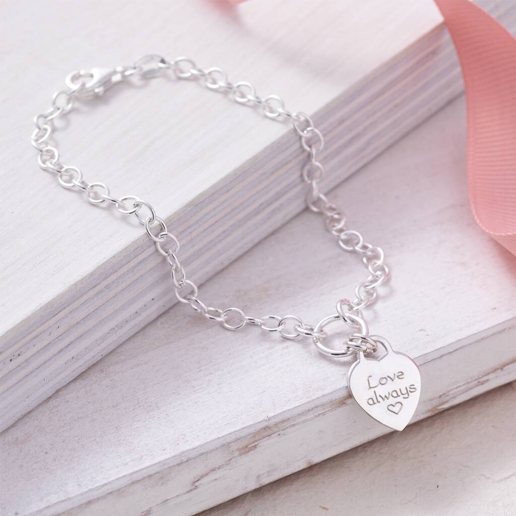 Personalised Sterling Silver Heart Charm Bracelet, 1 of 5