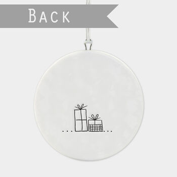 White Porcelain Christmas Bauble Glad Tidings Design, 2 of 3