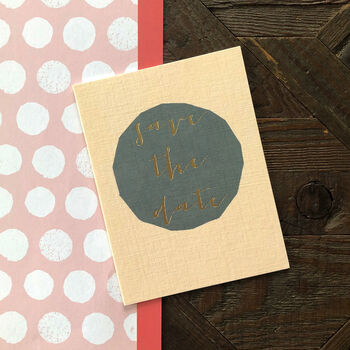 Mini Gold Foiled Save The Date Card, 3 of 3