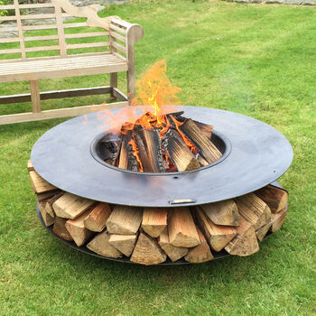 Fire Pit With Grill: Flat Ring Of Logs With BBQ Rack, 5 of 10