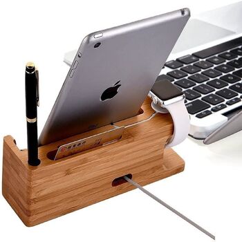 Two In One Bamboo Multifunction Charger Stand Dock, 10 of 10
