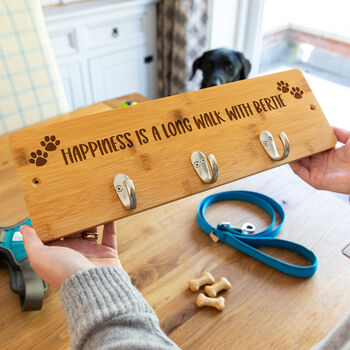 Personalised Dog Lead Hook Holder Happiness Is A Long Walk With, 2 of 5