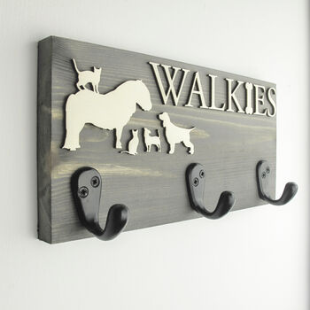 Personalised Walkie's Dog Name And Breed Dog Hook Sign, 2 of 11