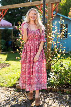 Tilly Block Print Dress Plum, 3 of 3