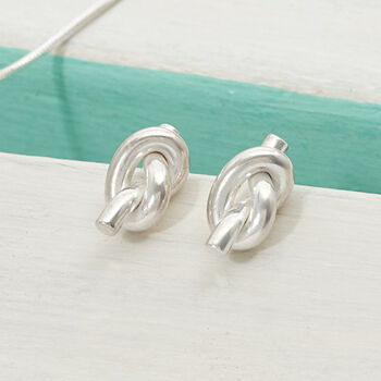 Sterling Silver Knot Stud Earring, 2 of 4