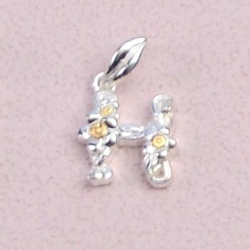 Sterling Silver Flower Initial Letter Charm, 6 of 7