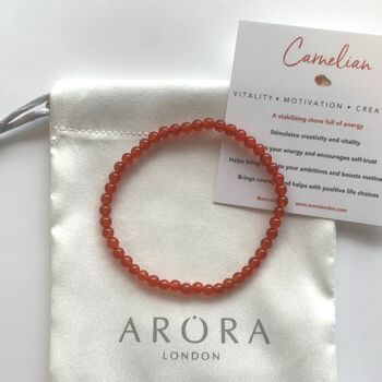 Dainty Carnelian Crystal Bracelet For Happiness, 2 of 6