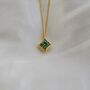 Yellow Gold Pendant Birthstone Necklace May Emerald, thumbnail 1 of 5