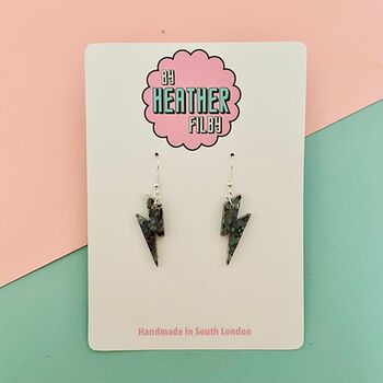 Black Lightning Bolt Earrings Small And Large, 2 of 2