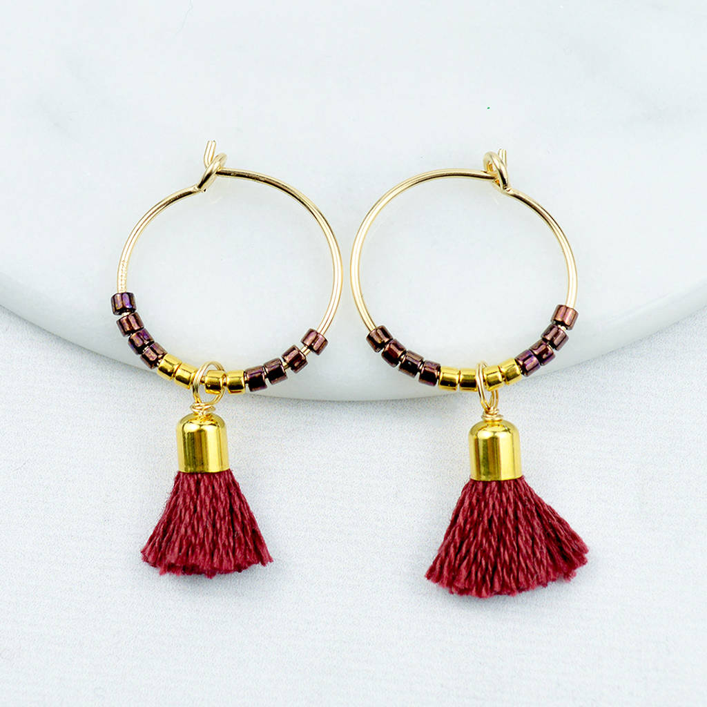 Tassel Hoop Earring By Peony Love