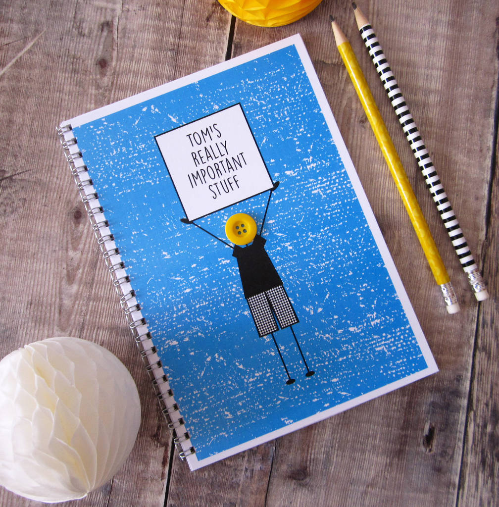 'really important stuff' personalised boys notebook by mrs l cards