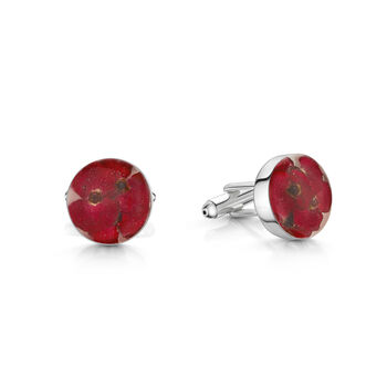 Sterling Silver Poppy Cufflinks. Handmade With Real Flowers, 2 of 8