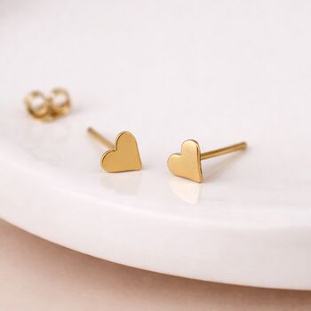 Gold Plated Sterling Silver Heart Micro Stud Earrings – 4mm, 2 of 6