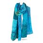 Teal Kantha Stitch Handmade Silk Scarf, thumbnail 2 of 6