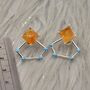 Raw Citrine, Turquoise Sterling Silver Earrings, thumbnail 2 of 6