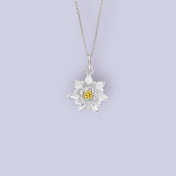 Tiny Lotus Necklace In Sterling Silver, 6 of 12