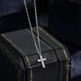 Cz Cross Pendant Necklace In Sterling Silver, thumbnail 3 of 9