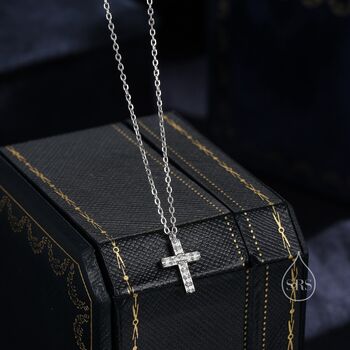 Cz Cross Pendant Necklace In Sterling Silver, 3 of 9